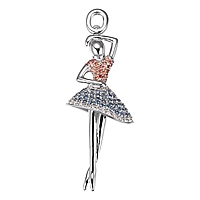 Blue and orange sapphire white gold ballerina pendant