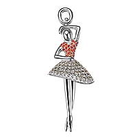 Grey and orange sapphire white gold ballerina pendant