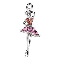 Pink and orange sapphire white gold ballerina pendant