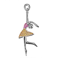 Yellow and pink sapphire white gold ballerina pendant