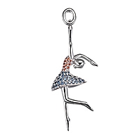 Blue and orange sapphire white gold ballerina pendant
