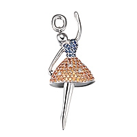 Blue and orange sapphire white gold ballerina pendant