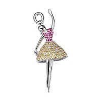 Pink and yellow sapphire white gold ballerina pendant
