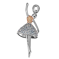 Grey and yellow sapphire white gold ballerina pendant