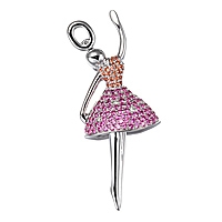 Pink and orange sapphire white gold ballerina pendant