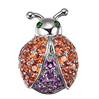 Orange sapphire and amethyst white gold ladybug pendant