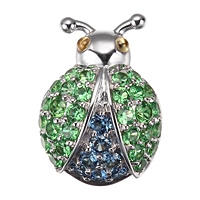 Blue sapphire and tsavorite white gold ladybug pendant