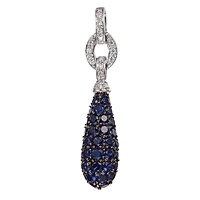 Blue sapphire white gold classic pendant