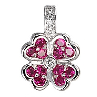 Pink sapphire white gold flower pendant