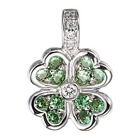 Tsavorite white gold flower pendant