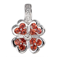 Orange sapphire white gold flower pendant
