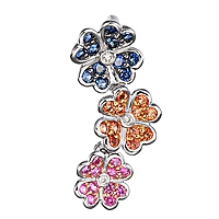 Multicolored sapphire gold flower pendant