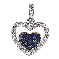 Blue sapphire white gold heart pendant