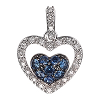 Blue sapphire white gold heart pendant