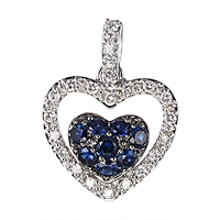 Blue sapphire white gold heart pendant