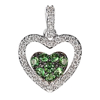 Chrome tourmaline white gold heart pendant