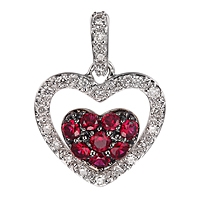 Ruby white gold heart pendant