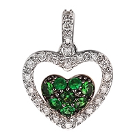 Tsavorite white gold heart pendant