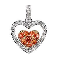 Orange sapphire gold heart pendant