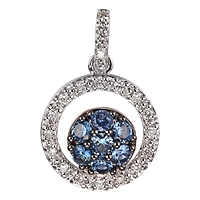 Blue sapphire white gold classic pendant