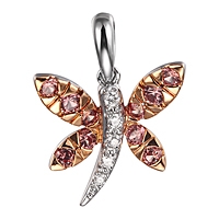 Lavender sapphire gold dragonfly pendant