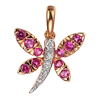 Pink sapphire rose gold dragonfly pendant