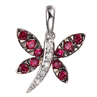 Ruby white gold dragonfly pendant
