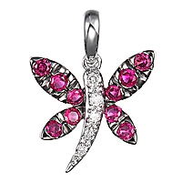 Ruby white gold dragonfly pendant