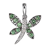 Tsavorite white gold dragonfly pendant