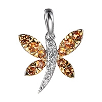 Yellow sapphire gold dragonfly pendant