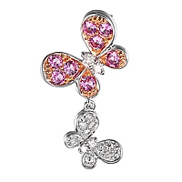 Pink sapphire gold butterfly pendant