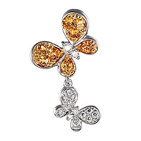 Yellow sapphire gold butterfly pendant