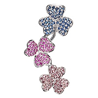 Multicolored sapphire white gold flower pendant