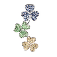 Blue, yellow sapphire and tsavorite white gold flower pendant