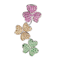 Pink, yellow sapphire and tsavorite white gold flower pendant