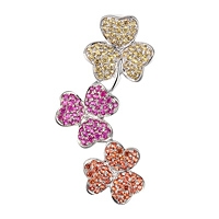 Multicolored sapphire white gold flower pendant