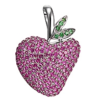 Pink sapphire and tsavorite white gold floral pendant