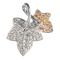 Grey and yellow sapphire white gold floral pendant