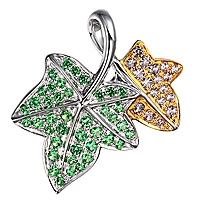 Lavender sapphire and tsavorite white gold floral pendant