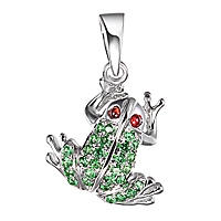 Orange sapphire and tsavorite white gold frog pendant