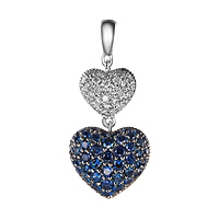 Blue sapphire white gold heart pendant