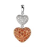 Orange sapphire gold heart pendant