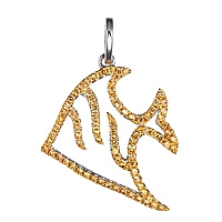 Yellow sapphire white gold fish pendant