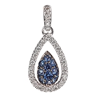 Blue sapphire white gold drop pendant