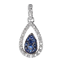 Blue sapphire white gold drop pendant