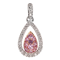 Pink sapphire gold drop pendant