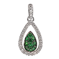 Tsavorite white gold drop pendant