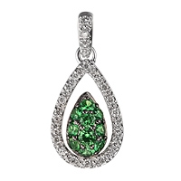 Tsavorite white gold drop pendant