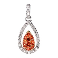 Orange sapphire gold drop pendant