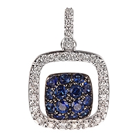 Blue sapphire white gold classic pendant